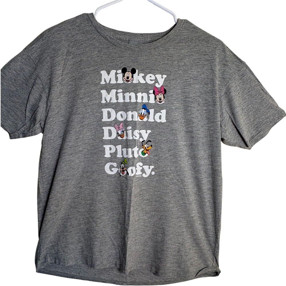 Instant Message Disney Mickey Minnie Donald Daisy Pluto Goofy Gray T-Shirt Small